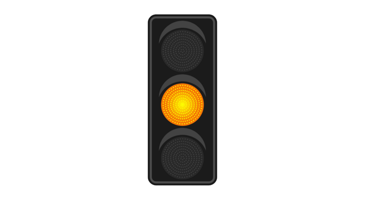 Eine Ampel, die Gelb anzeigt