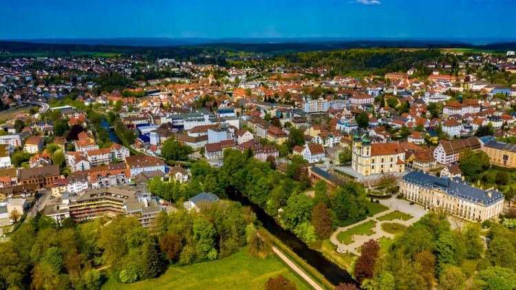 Luftaufnahme Stadtzentrum und Altstadt Donaueschingen